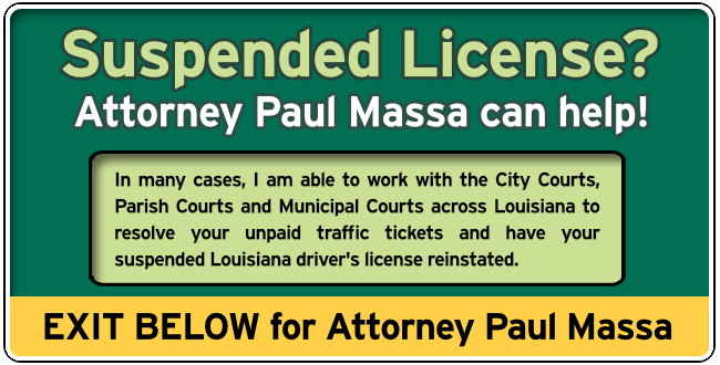 St. Landry Parish suspended license Lawyer Paul M. Massa